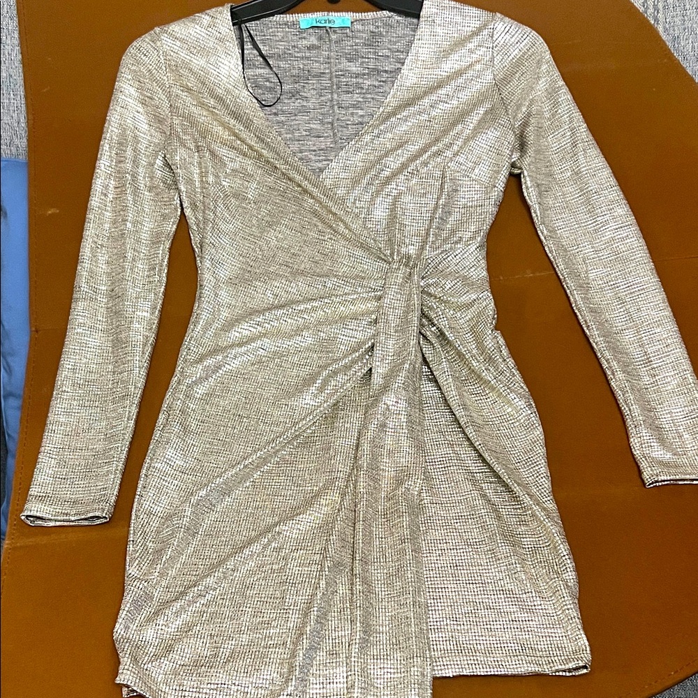 Chic Silver Long Sleeve Dress